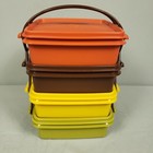 Vintage Tupperware Harvest Square Away Stacking Lunch Set New Old Stock Nos