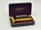 1940   s Gillette Gold Tech Safety Razor With Original Case Unopened Blades