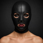 Black red Leather Hood Mask Full Face Eye Mouth Opening Cosplay Costume Unisex