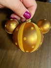 Vintage Blown Glass Mickey Mouse Gold Christmas Ornament 4 