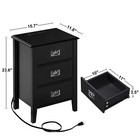 Set Of 2 Nightstand W charging Station Usb Ports 3 Drawer Side End Table Bedroom