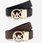 Michael Kors Women s Round Logo Reversible Leather Belt -size Xl - Black   Brown
