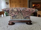 Antique Victorian Upholstered Wood Unique Shape Foot Stool Rest 11   11   6 75 t