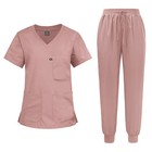 Brand New Comfortable Medical Scrub Uniform Set Tops Pants V-neck Jogger