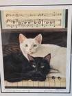  ebony   Ivory  Matted Black White Cat Print Signed Drew Strouble Ornate Read