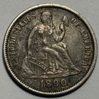 1890 Seated Liberty Dime Love Token Reading Owl Design      Nice 