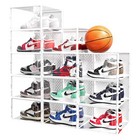 12pcs Black Shoe Storage Box Clear Stackable Shoe Container Sneaker Organizer Xl