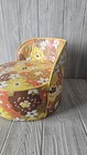 Vintage Childs Vinyl Booster Seat Yellow Orange Mcm Retro Toddler Chair Read