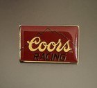 Vintage 80s Coors Banquet Beer Racing Red Gold Square Mountains Logo Pin