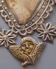 Antique Style Sacred Heart Milagro Wall Hanging Plaque - Cherubs   Flowers