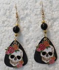 Mystic Gothic Skull 2 5  Dangle Hook Earrings Black Accents
