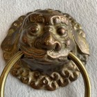 Vtg Heavy Brass Oriental Door Knocker Chinese Asian Foo Dog Gargoyle Face