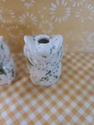 3 Vintage Ceramic Macrame Owl Beads White With Green 2 1 4 Inch