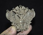 2 8   Chinese Dynasty Tibetan Silver Feng Shui Lucky Butterflies Amulet Pendant