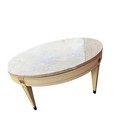 Vintage Louis Xvi Neoclassical Round Coffee Table Marble Top