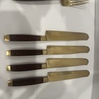 This Is A Vintage Mid-century Modern Brass And Teak Flatware Set Of 18