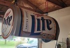 Vintage Miller Lite Beer Poker Pool Table Bar Light Hanging Plastic Sign 