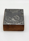 Ji Case Eagle Tractor Hitch Advertising Wood Printers Block Vtg 1950 s