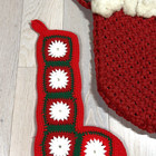 Lot Of 3 Vintage Granny Square   Macrame Christmas Stockings Crochet And Knit