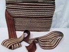 Vtg 60s Gimp Fabric Trim Upholstery Curtain Dark Brown Creamy White 5 Yd 1 75 