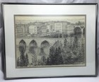 Pencil Sketch Drawing Original Art Bridge River Tarn Albi France Vanrensburg 90s