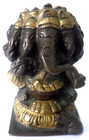 Vintage Cast Bronze Ganesh Ganesha 5 Headed  Elephant Hindu God Figurine