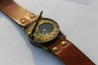 Antique Nautical Gift Brass Sundial Compass Vintage Wrist Watch Gifted Item