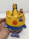 Lot Of  7  Mexican Coconut Shell Folk Art Masks Angel Clown Mermaid Hand-painted