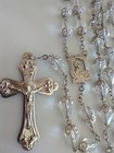Vintage Catholic Rosary Clear Capped Glass Beads Small Repairs
