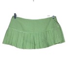 Playmates Y2k Green White Gingham Pleated Mini Skirt Women s Size L Usa Made