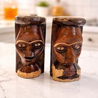 Vintage Hand Carved Wood Figures   Tribal Folk Art Decor  Set Of 2