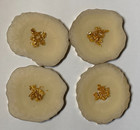 Beautiful Set Of 4 Lucite Coasters Gold Mettallic Clear Centers Gold Edge Resin