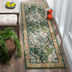 Safavieh Area Runner Rug 2 X 20 Ft  Green Light Blue Floral Indoor Polypropylene
