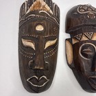2 Hand Carved Wooden   wall Decor Wooden Tiki Native Tribal Masks