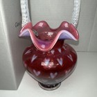 Fenton Cranberry Opalescent Heart Optic Ruffled Basket  1716 2950