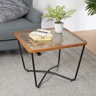 Modern Square Coffee Table 23 6  Industrial Metal Glass Wood
