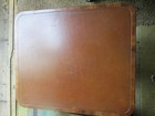 Vintage Wood Mahogany Leather Topped Side Table Brass Feet