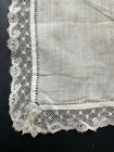 Beautiful Antique Edwardian French Handkerchief - Bobbin Lace W Plumetis Design
