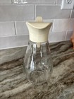 Vintage Clear Glass Log Cabin Syrup Dispenser Pitcher Starburst Mcm Bottle