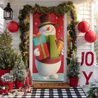 Christmas Decorations Door Cover 71x35 Inch Plush Snowman Red Sweater Door Cover