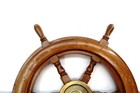 Vintage Wooden And Brass Ships Wheel 17  Across   Nautical Decor Steering Boat