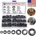 340pcs Internal Tooth Star Lock Spring Quick Washer Push On Speed Nut Assortment