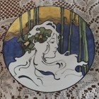 Art Nouveau Jugendstil  Mucha Style Lady 5 75  Plate T   V France Signed F  Am