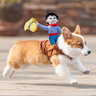 Funny Cowboy Rider Dog Costume With Doll   Hat  Knight Style Pet Outfit For Smal