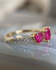 Oval   Heart Burmese Syn Pink Ruby Women s Wedding Ring Jewelry Real In 925 Ss