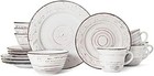New 16-piece Stoneware Dinnerware Set Service For 4 Distressed White Finish