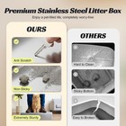 Stainless Steel Cat Litter Box W  High Sided Lid Metal Kitty Litter Box W  Scoop