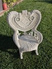 Wicker Rocking Chair Rocker White Heart Shape Fancy Victorian-style Child Kid