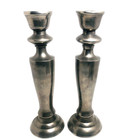 Vintage Pewter Candlesticks Pair Weighted Lovely Art Deco Style Large  11 