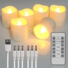  Rechargeable Candles  6pcs Flameless Led Tea Lights Flickering With 12 White